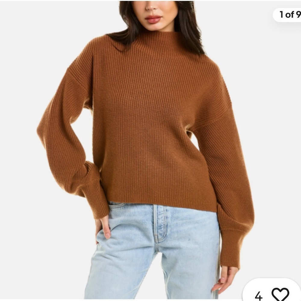 A.L.C. Helena Merino Wool Mock Neck Warm Tan Knitwear